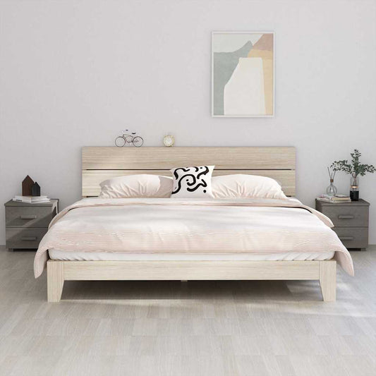 Bedside Cabinet | Set of 2 | Light grey | Solid pinewood, MDF | Standard