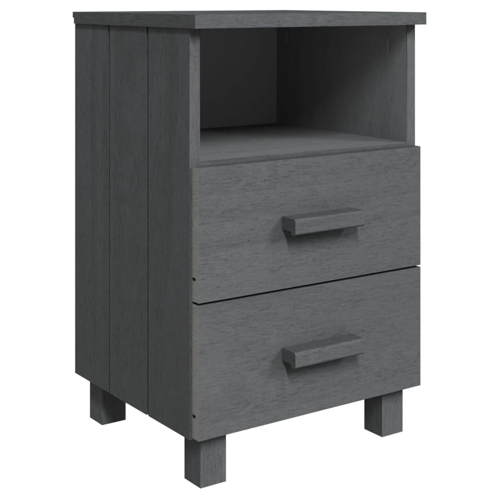 vidaXL Bedside Cabinet Dark Grey Solid pine, MDF 15.7 x 13.8 x 24.4 in