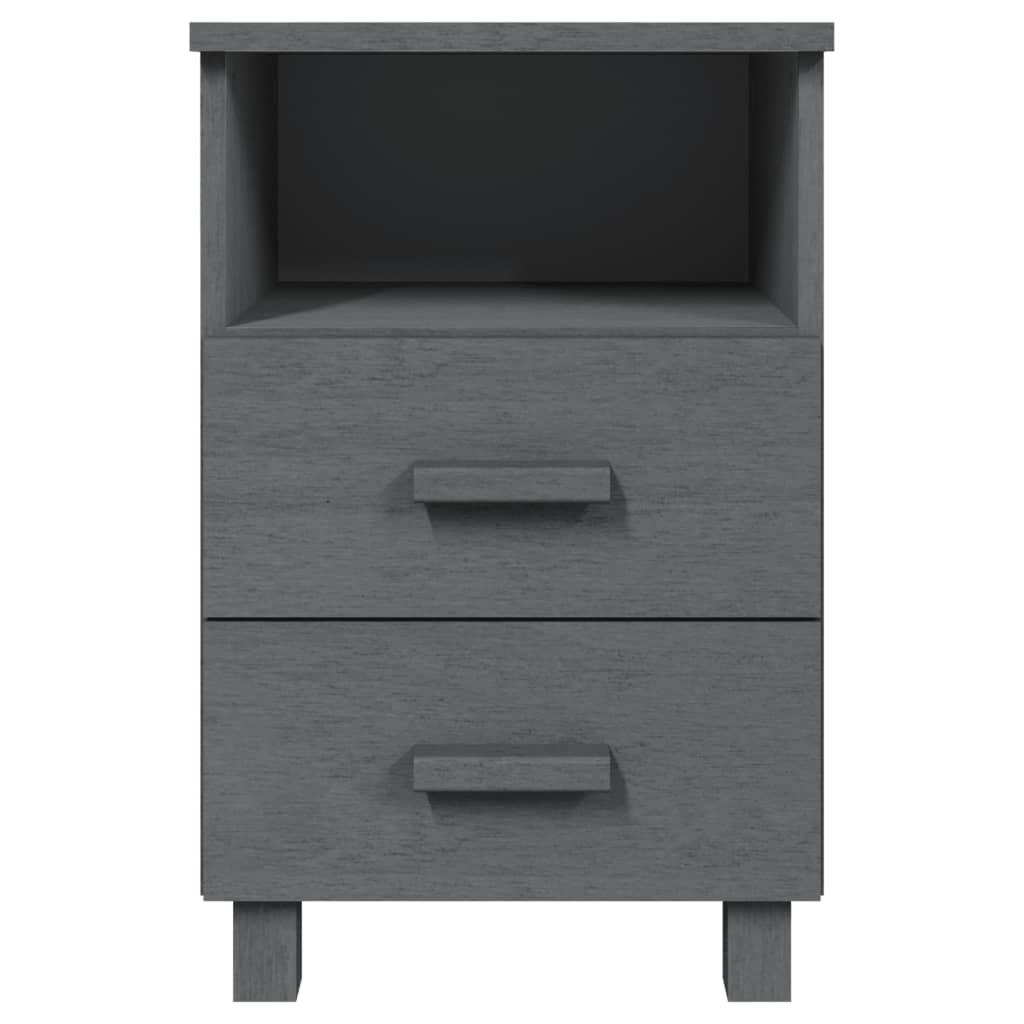 vidaXL Bedside Cabinet Dark Grey Solid pine, MDF 15.7 x 13.8 x 24.4 in
