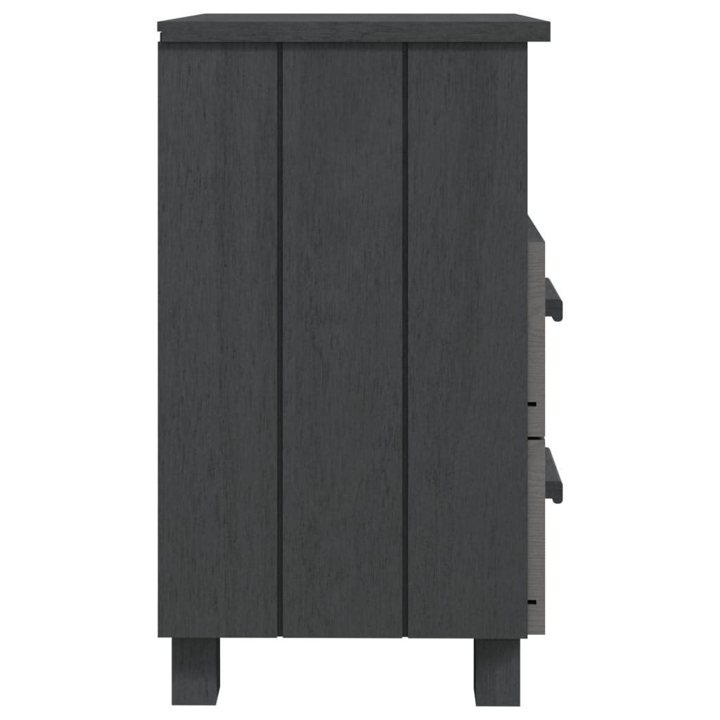 vidaXL Bedside Cabinet Dark Grey Solid pine, MDF 15.7 x 13.8 x 24.4 in