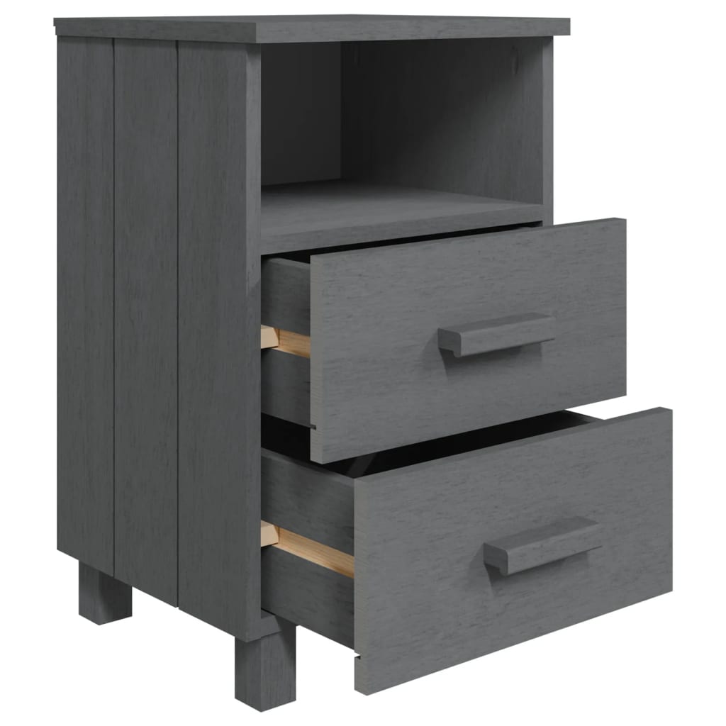 vidaXL Bedside Cabinet Dark Grey Solid pine, MDF 15.7 x 13.8 x 24.4 in