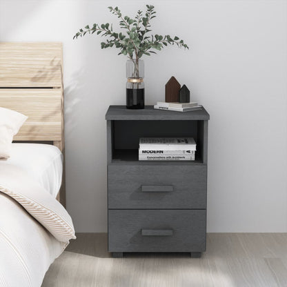 vidaXL Bedside Cabinet Dark Grey Solid pine, MDF 15.7 x 13.8 x 24.4 in