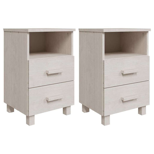 Bedside Cabinet | Set of 2 | White | Solid pinewood, MDF | Compact