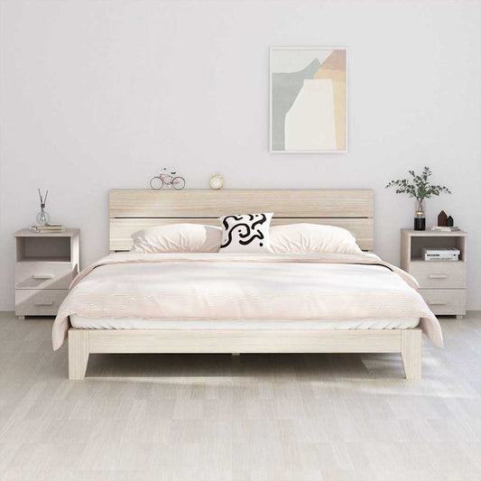 Bedside Cabinet | Set of 2 | White | Solid pinewood, MDF | Compact
