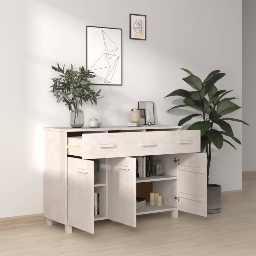Sideboard HAMAR White 44.5"x15.7"x31.5" Solid Wood Pine