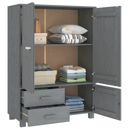 Wardrobe HAMAR Dark Gray 39"x17.7"x53.9" Solid Wood Pine