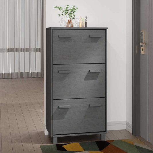 Shoe Cabinet | Dark grey | Solid pinewood | Medium | Shoe Cabinet