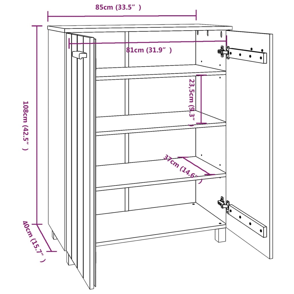 Shoe Cabinet HAMAR Honey Brown 85x40x108 cm Solid Wood Pine