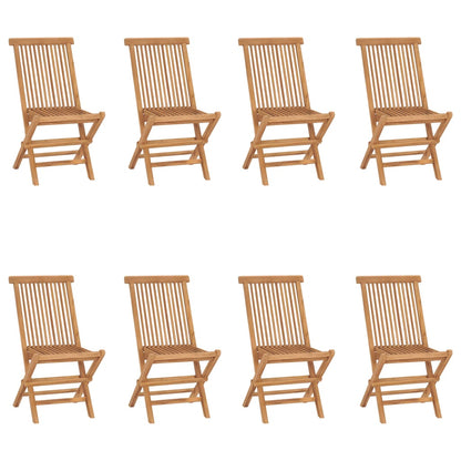 Folding Garden Chairs 8 pcs Solid Teak Wood