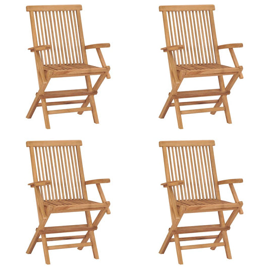 Folding Chairs 4 pcs Solid Teak Wood