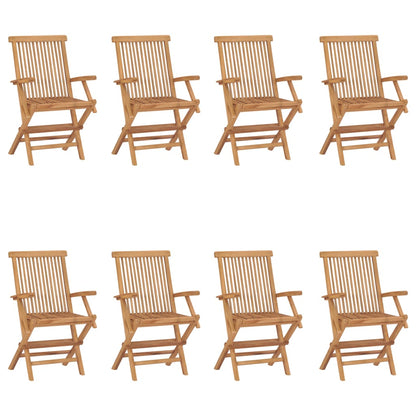 Folding Patio Chairs 8 pcs Solid Teak Wood