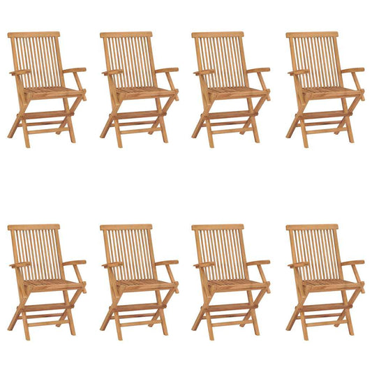 Folding Chairs 8 pcs Solid Teak Wood