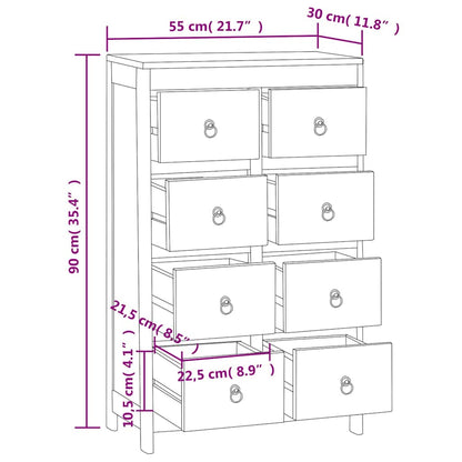 340740 vidaXL Chest of Drawers 55x30x90 cm Solid Wood Teak