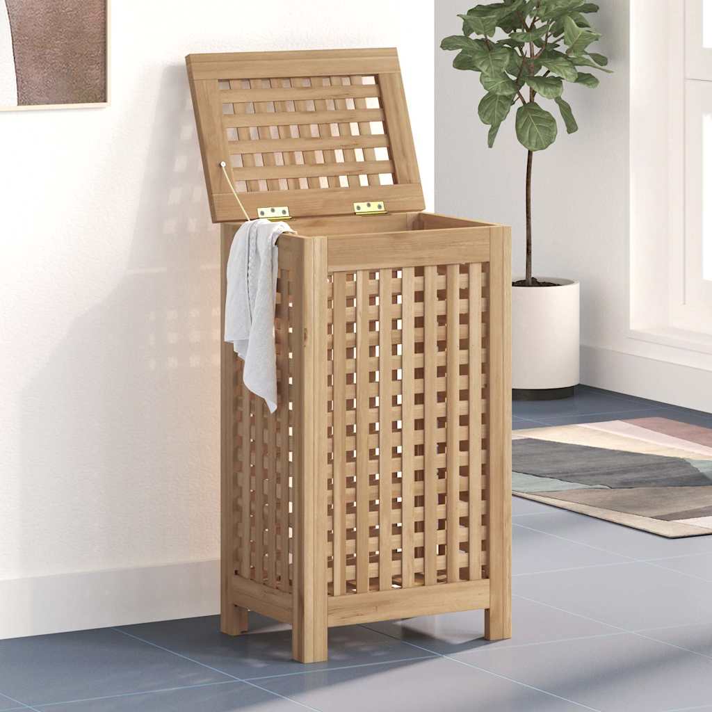 Laundry Basket Natural Solid Teak Wood