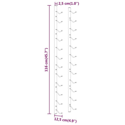Wall Mounted Wine Rack for 12 Bottles 2 pcs White Iron