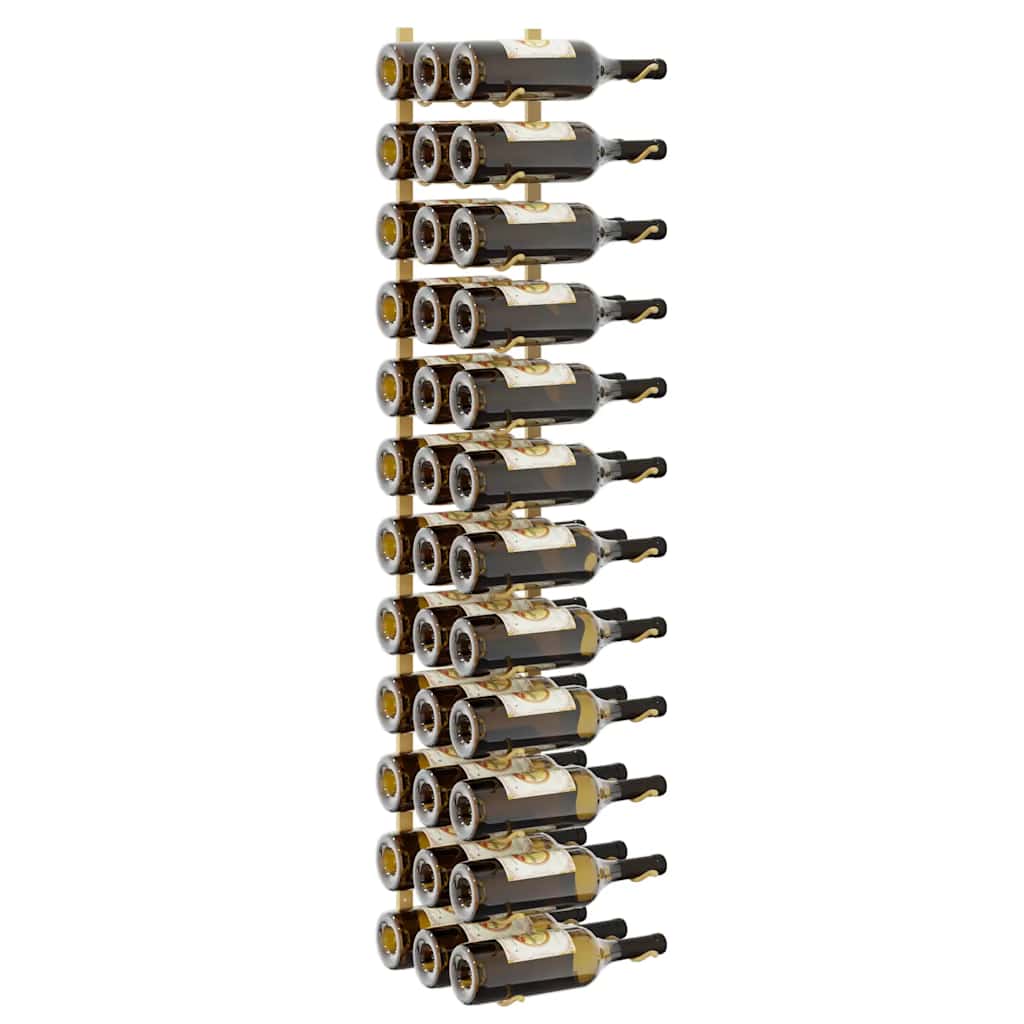 Wall Mounted Wine Rack for 36 Bottles 2 pcs Gold Iron