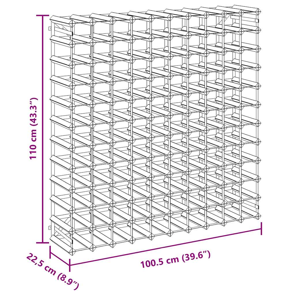 Wine Rack for 120 Bottles Brown Solid Wood Pine