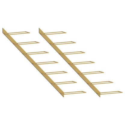 Wall-mounted Wine Rack for 7 Bottles 2 pcs Gold Metal