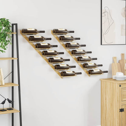 Wall-mounted Wine Rack for 7 Bottles 2 pcs Gold Metal