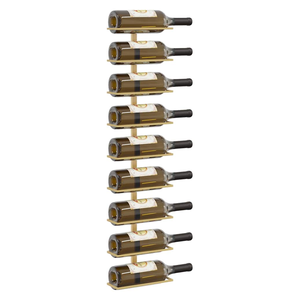 Wall-mounted Wine Rack for 9 Bottles Gold Iron