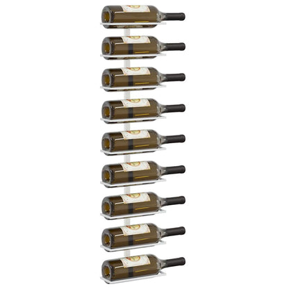 Wall-mounted Wine Rack for 9 Bottles 2 pcs White Iron