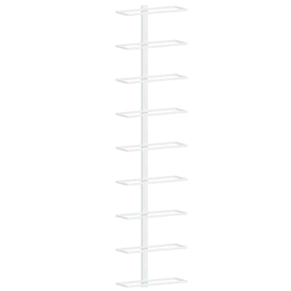 Wall-mounted Wine Rack for 9 Bottles 2 pcs White Iron