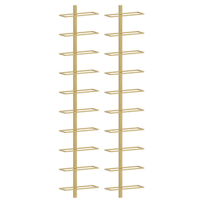 Wall-mounted Wine Rack for 10 Bottles 2 pcs Gold Metal