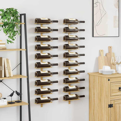 Wall-mounted Wine Rack for 10 Bottles 2 pcs Gold Metal