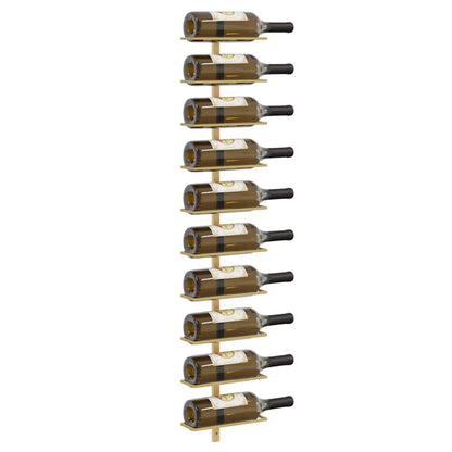 Wall-mounted Wine Rack for 10 Bottles 2 pcs Gold Metal