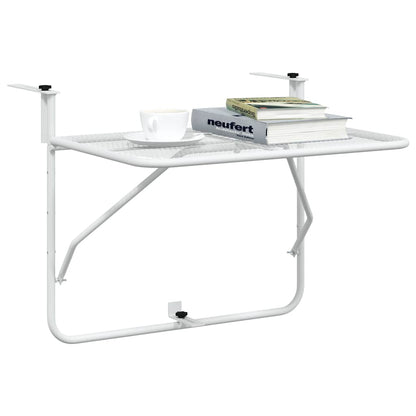 Balcony Table White 60x40 cm Steel