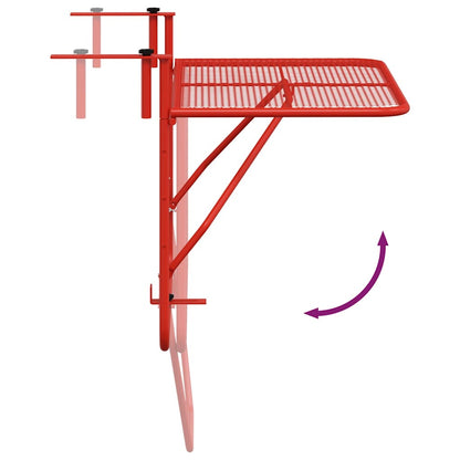 Balcony Table Red 60x40 cm Steel