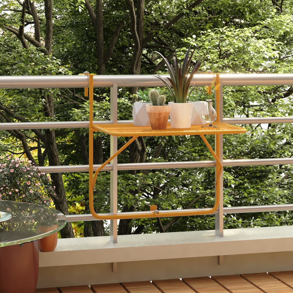 Balcony Table Yellow 60x40 cm Steel