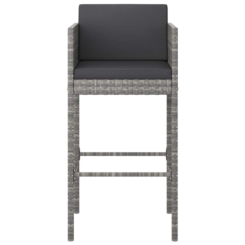 5 Piece Patio Bar Set with Cushions Poly Rattan Gray