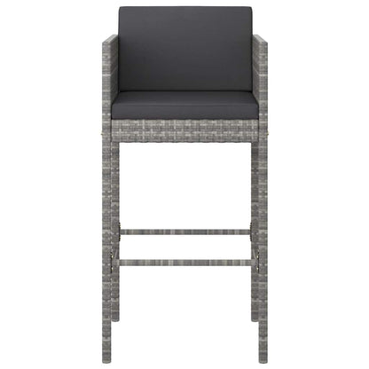 5 Piece Patio Bar Set with Cushions Poly Rattan Gray