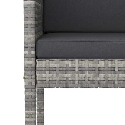 5 Piece Patio Bar Set with Cushions Poly Rattan Gray