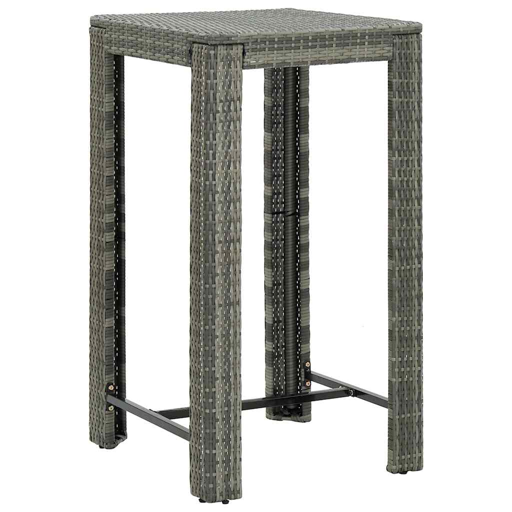 5 Piece Patio Bar Set with Cushions Poly Rattan Gray