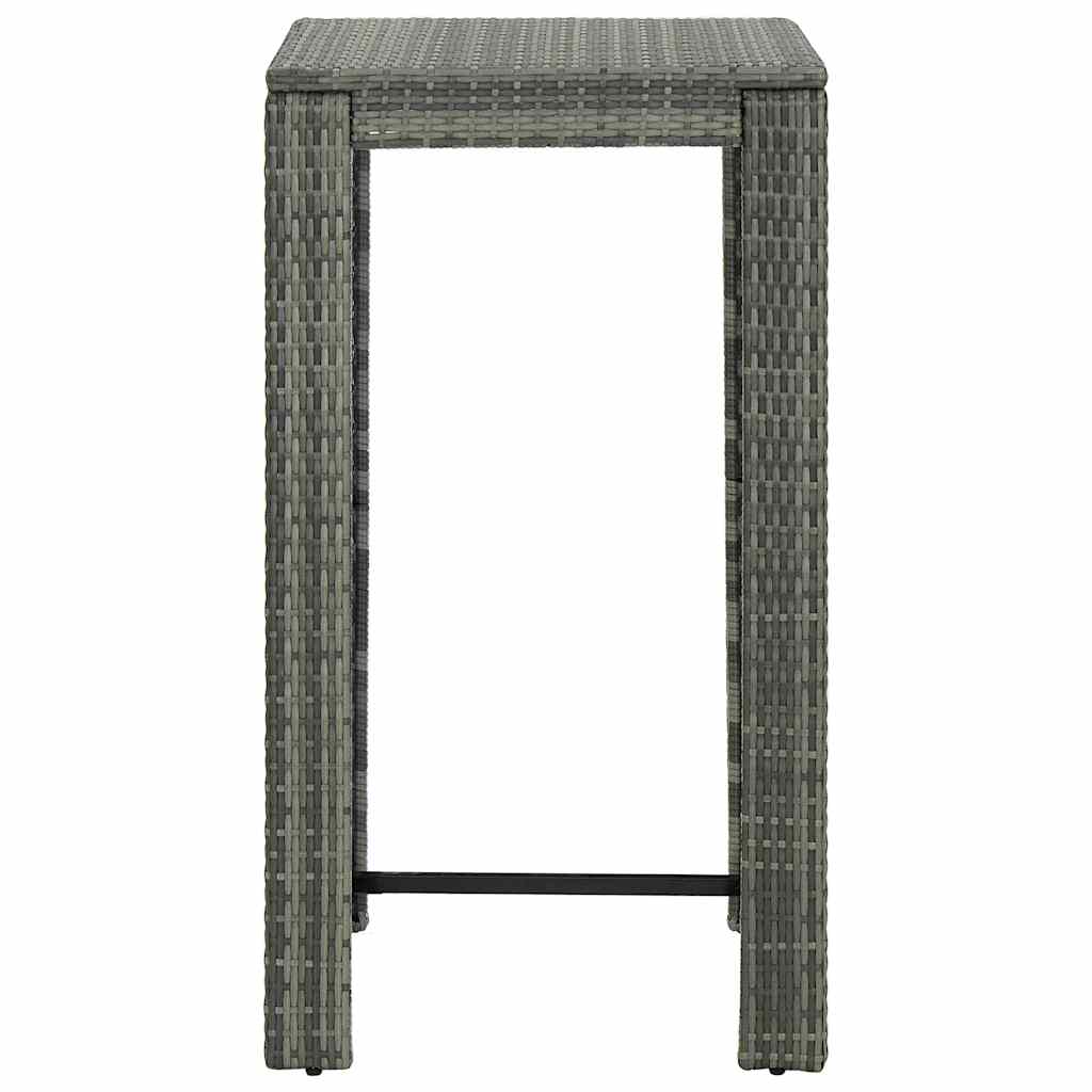 5 Piece Patio Bar Set with Cushions Poly Rattan Gray