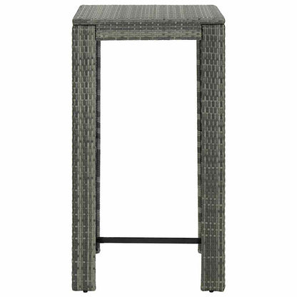 5 Piece Patio Bar Set with Cushions Poly Rattan Gray