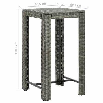 5 Piece Patio Bar Set with Cushions Poly Rattan Gray