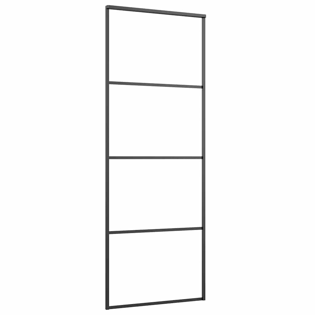 Sliding Door Frosted ESG Glass and Aluminium 76x205 cm Black