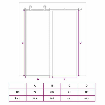 Sliding Door Frosted ESG Glass and Aluminium 76x205 cm Black