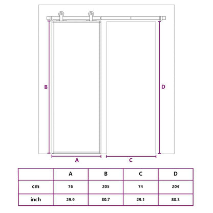 Sliding Door ESG Glass and Aluminium 76x205 cm White