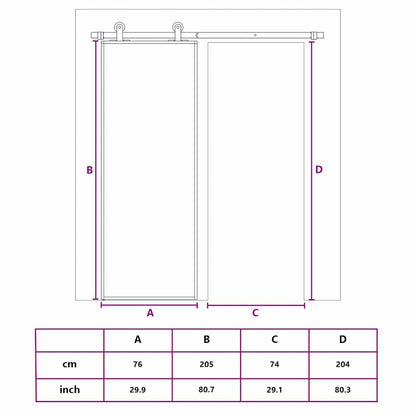 Sliding Door Frosted ESG Glass and Aluminium 76x205 cm White