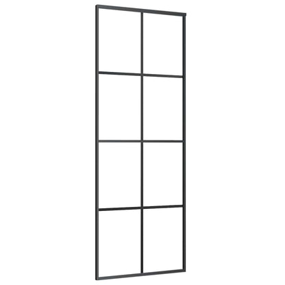 Sliding Door Black 76x205 cm ESG Glass and Aluminium