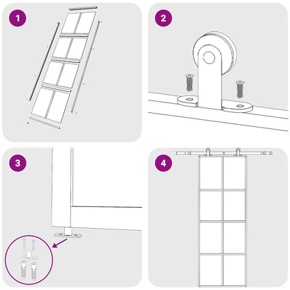 Sliding Door ESG Glass and Aluminium 76x205 cm White