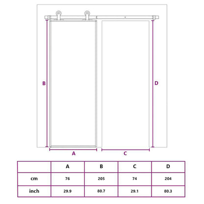 Sliding Door Frosted ESG Glass and Aluminium 76x205 cm White