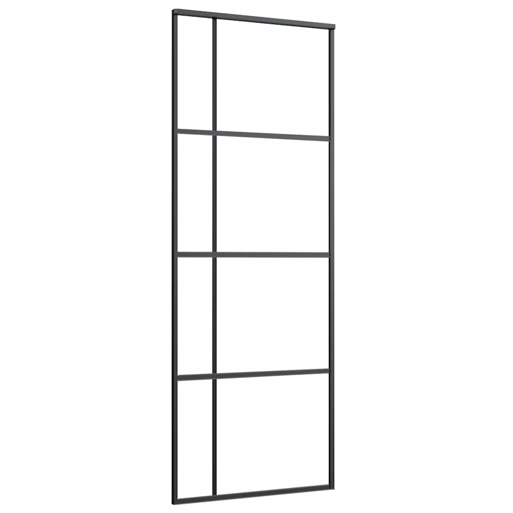 Sliding Door ESG Glass and Aluminium 76x205 cm Black