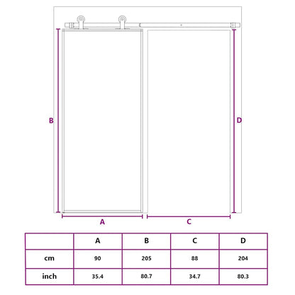 Sliding Door Frosted ESG Glass and Aluminium 90x205 cm Black