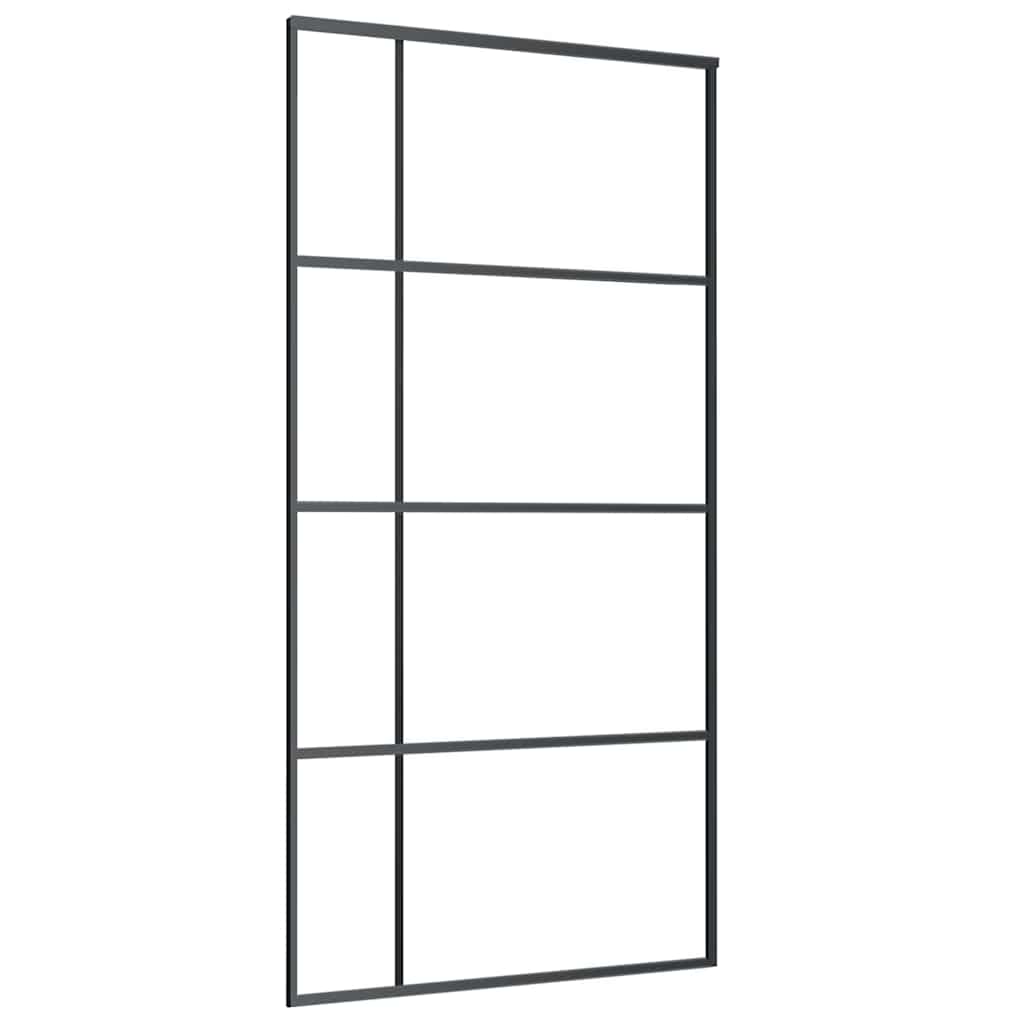 Sliding Door Frosted ESG Glass and Aluminum 40.4"x80.7" Black