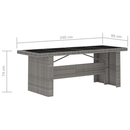 11 Piece Garden Dining Set with Cushions Grey Poly Rattan
